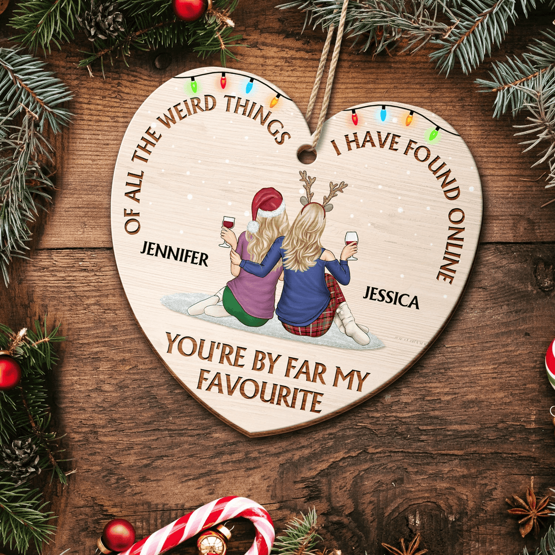 You Are My Favorite personalized custom shaped wood ornament, alternate view 3