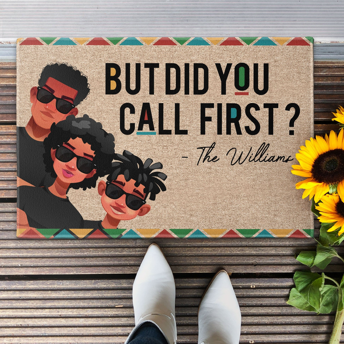 Personalized But Did You Call First? doormat, alternate view 2
