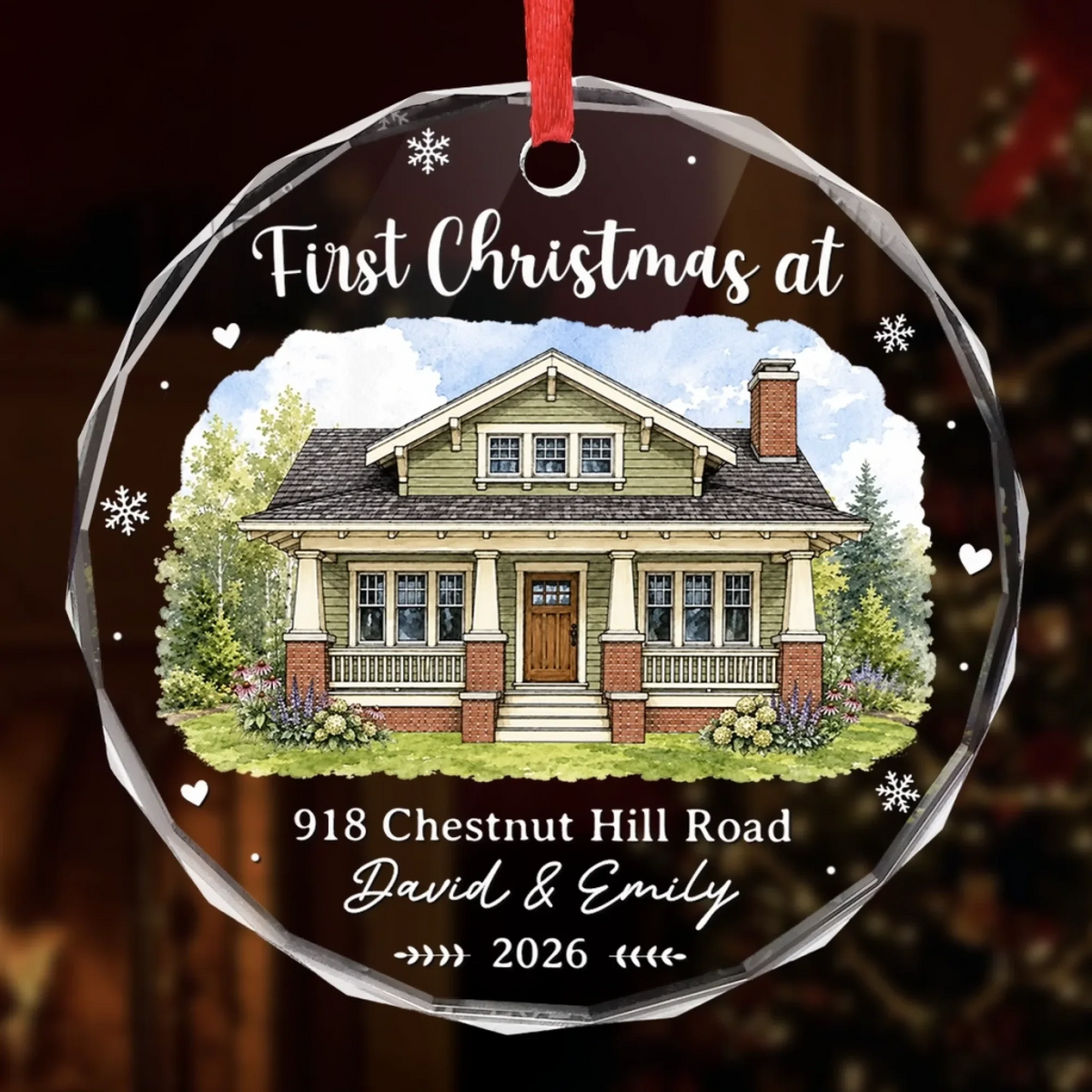 Custom Photo New Home New Keys New Memories - Personalized Circle Glass Ornament - Christmas Gift For Family, Housewarming Gift