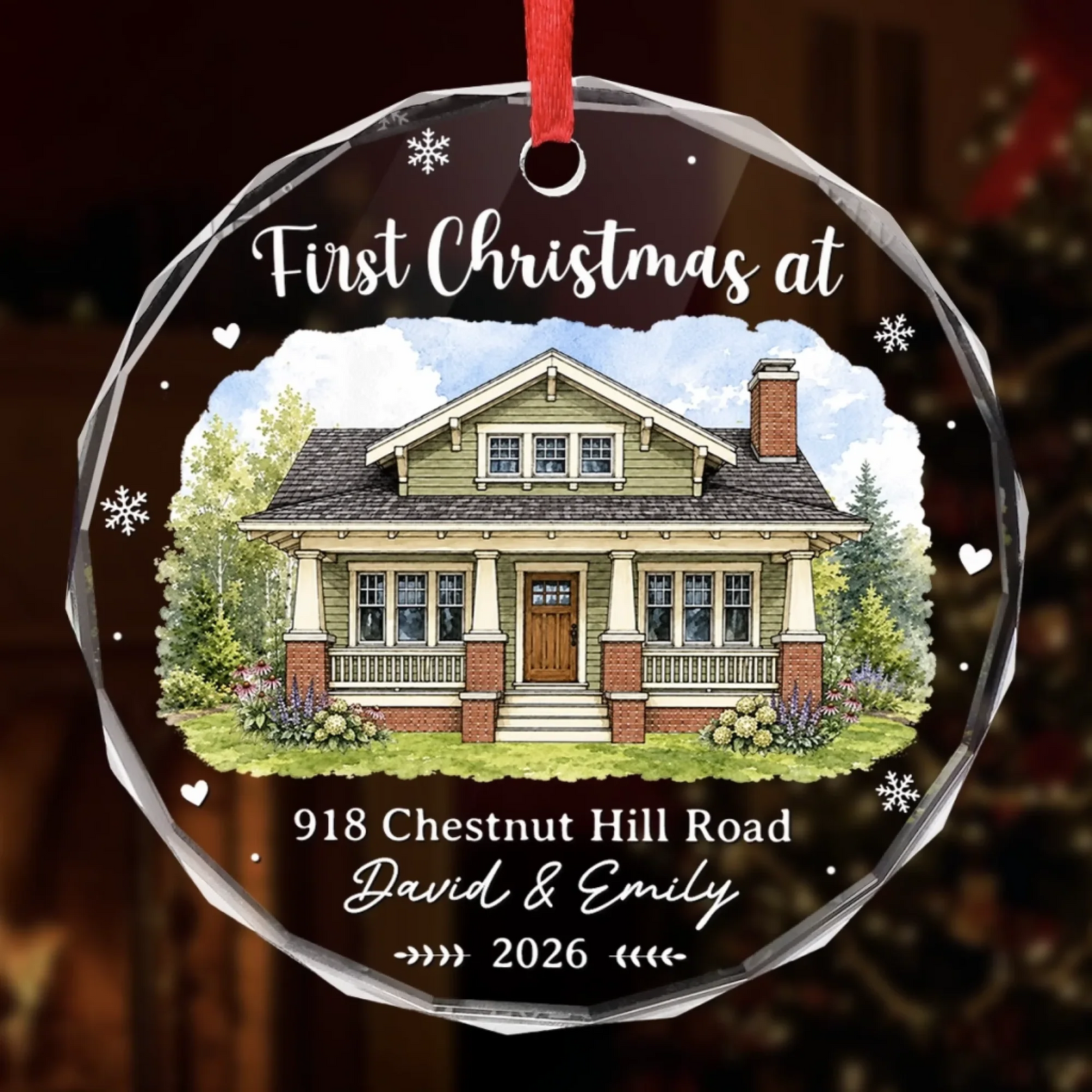 Custom Photo New Home New Keys New Memories - Personalized Circle Glass Ornament - Christmas Gift For Family, Housewarming Gift