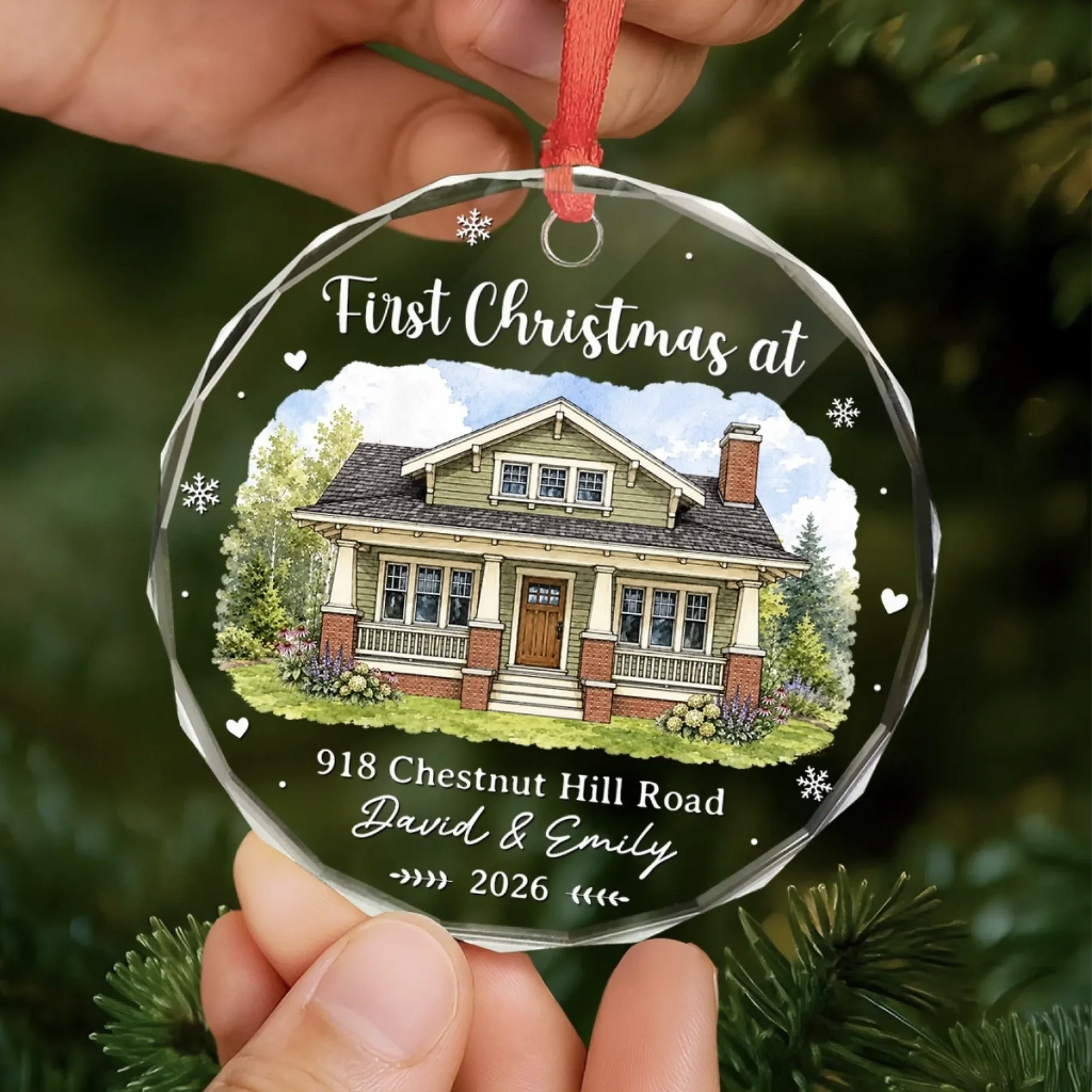 Custom Photo New Home New Keys New Memories - Personalized Circle Glass Ornament - Christmas Gift For Family, Housewarming Gift