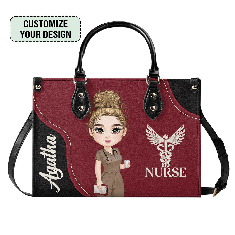 Nurse With Love - Personalized Leather Handbag - Gift For Nurse, CNA, Registered RN, Healthcare Worker 1