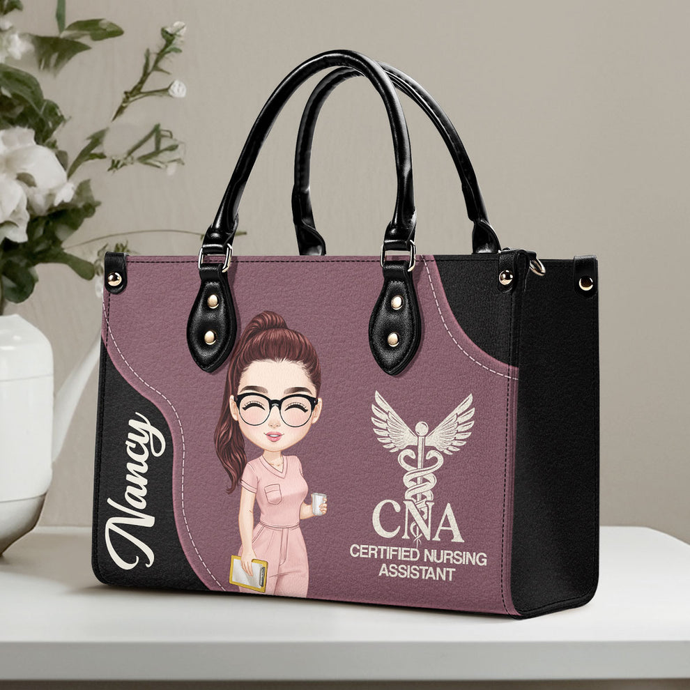 Nurse With Love - Personalized Leather Handbag - Gift For Nurse, CNA, Registered RN, Healthcare Worker 2