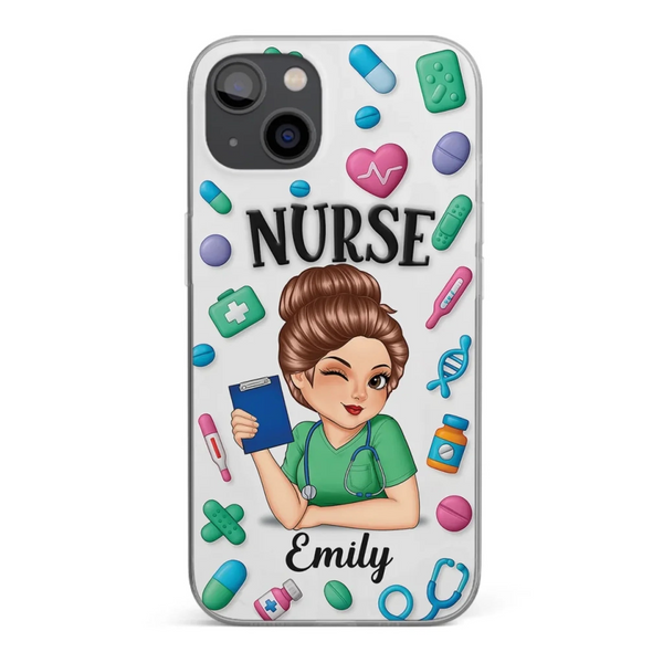 Nurse Life, Best Life - Personalized Custom 3D Inflated Effect Printed Clear Phone Case - Gift For Nurse, CNA, Registered RN, Healthcare Worker