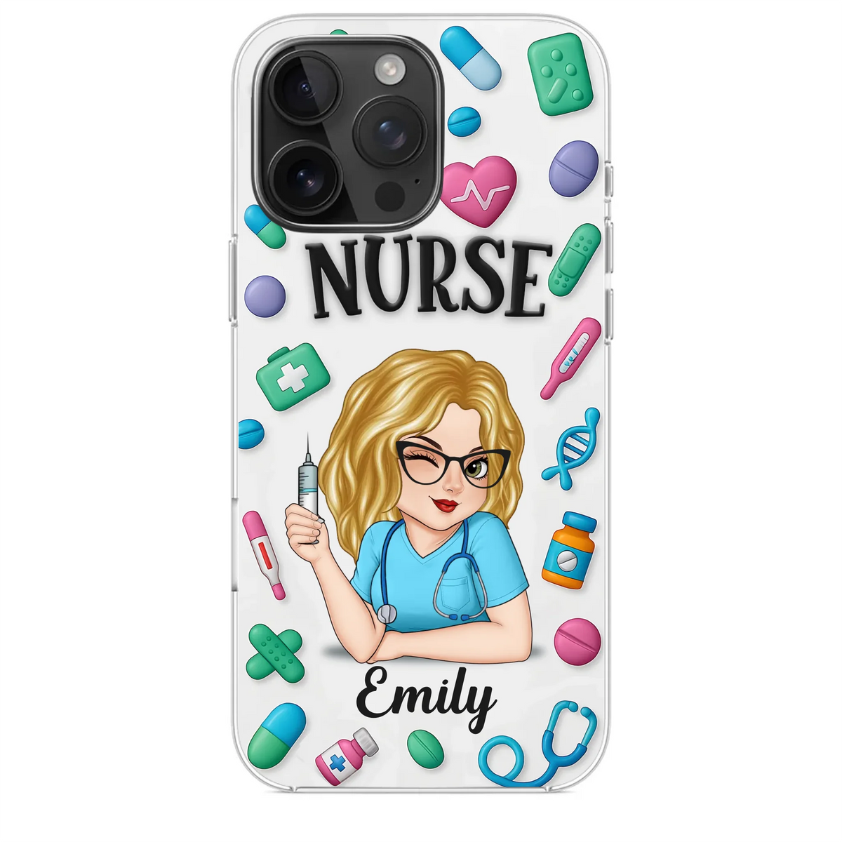 Nurse Life, Best Life - Personalized Custom 3D Inflated Effect Printed Clear Phone Case - Gift For Nurse, CNA, Registered RN, Healthcare Worker