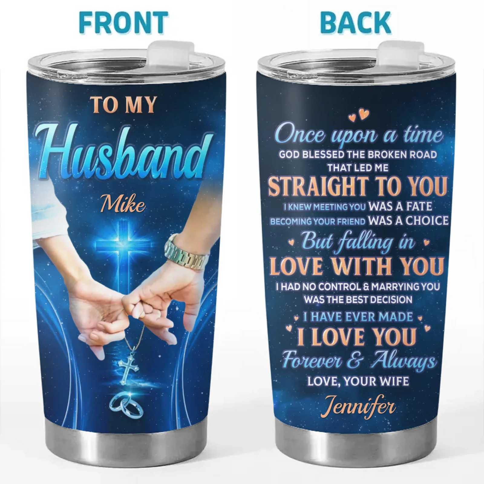 Once Upon A Time Couple - Personalized Custom 20oz Fat Tumbler Cup - Gift For Her/Him, Husband/Wife, Couples on Anniversary, Valentine's Day
