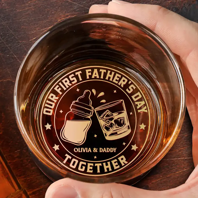 Our First Father's Day Together - Personalized Engraved Whiskey Glass - First Father's Day Gifts, First Time Dad Gifts