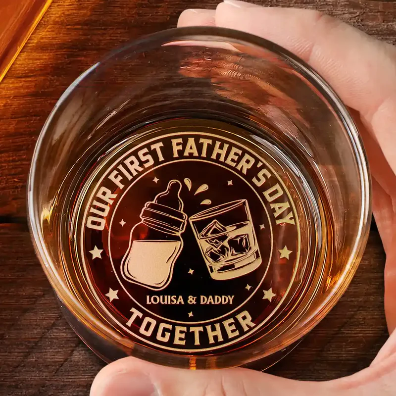 Our First Father's Day Together - Personalized Engraved Whiskey Glass - First Father's Day Gifts, First Time Dad Gifts