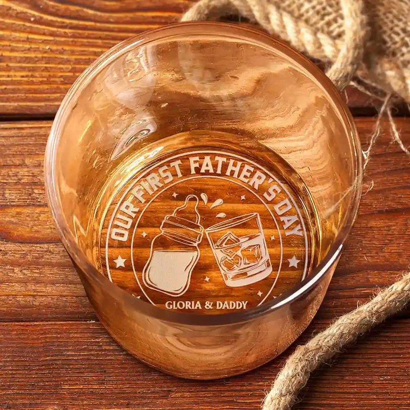 Our First Father's Day Together - Personalized Engraved Whiskey Glass - First Father's Day Gifts, First Time Dad Gifts
