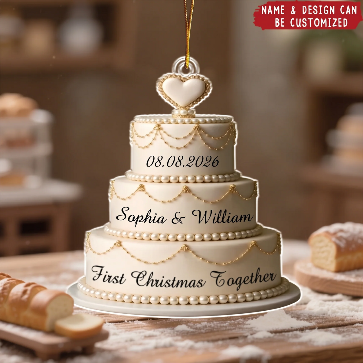 Our Love Story, Freshly Baked - Personalized Custom Shaped Acrylic Ornament - Christmas Gift For Wedding, Newlyweds, Anniversaries