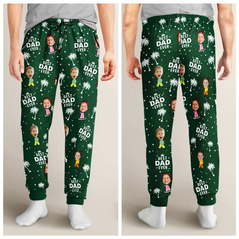 Custom Photo Best Dad Grandpa Ever - Personalized Sweatpants, Pajama Pants, Pajama Set - Christmas Gift For Dad, Daddy, Papa, Grandpa