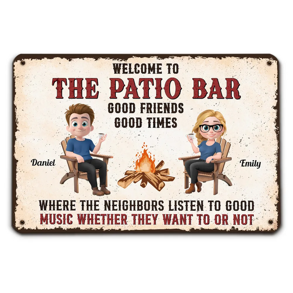 Patio Grilling Listen To The Good Music Couple - Personalized Metal Sign - Gift For Couple, Anniversary, Valentine, Engagement