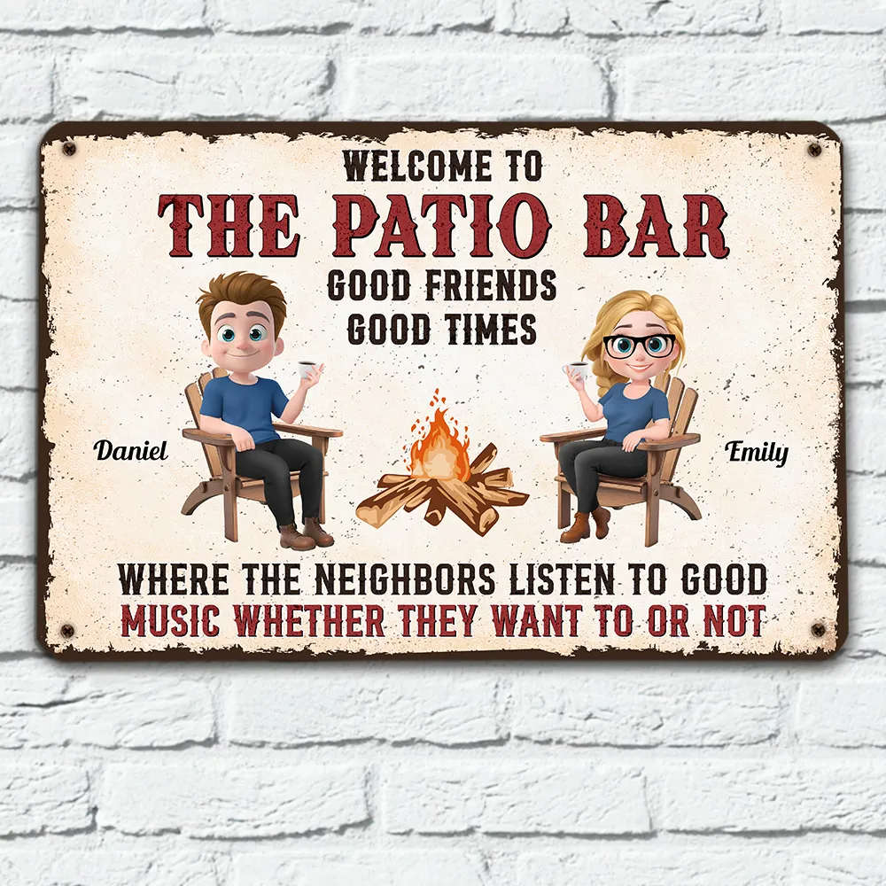 Patio Grilling Listen To The Good Music Couple - Personalized Metal Sign - Gift For Couple, Anniversary, Valentine, Engagement