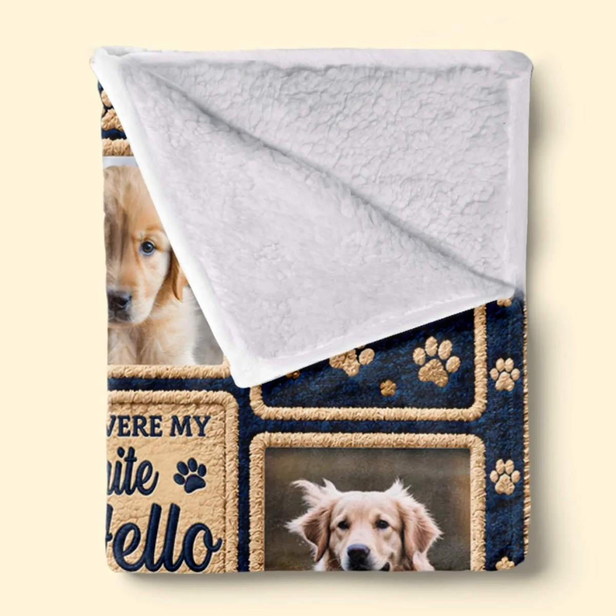 Custom Photo Paw Prints On My Heart - Personalized Custom Blanket - Pet Memorial Sympathy Gifts For Dogs, Cats