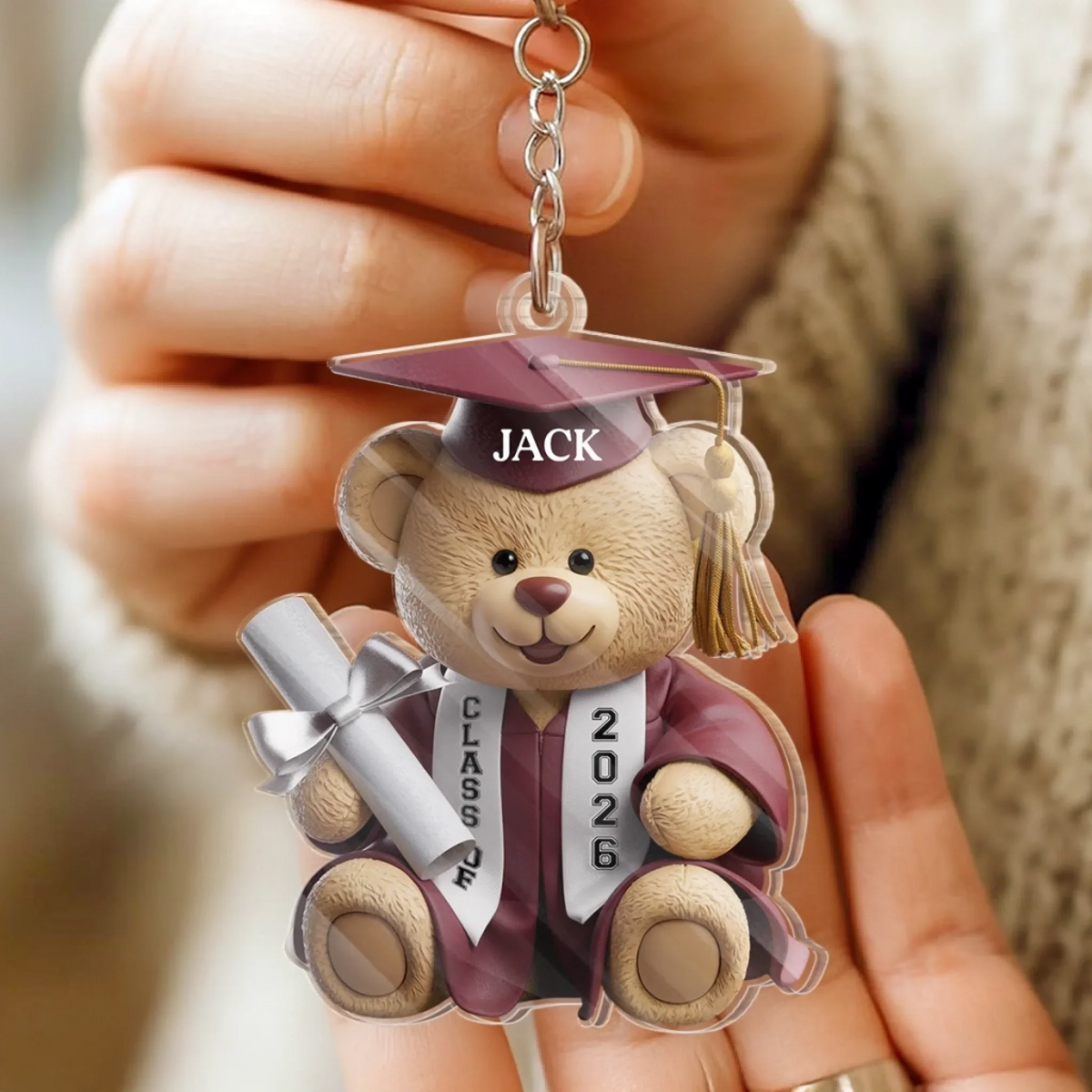 Pawsitively Proud Graduate - Personalized Acrylic Keychain - Gift For Her/Him, Daughter/Son, Grad Ceremony, Commencement