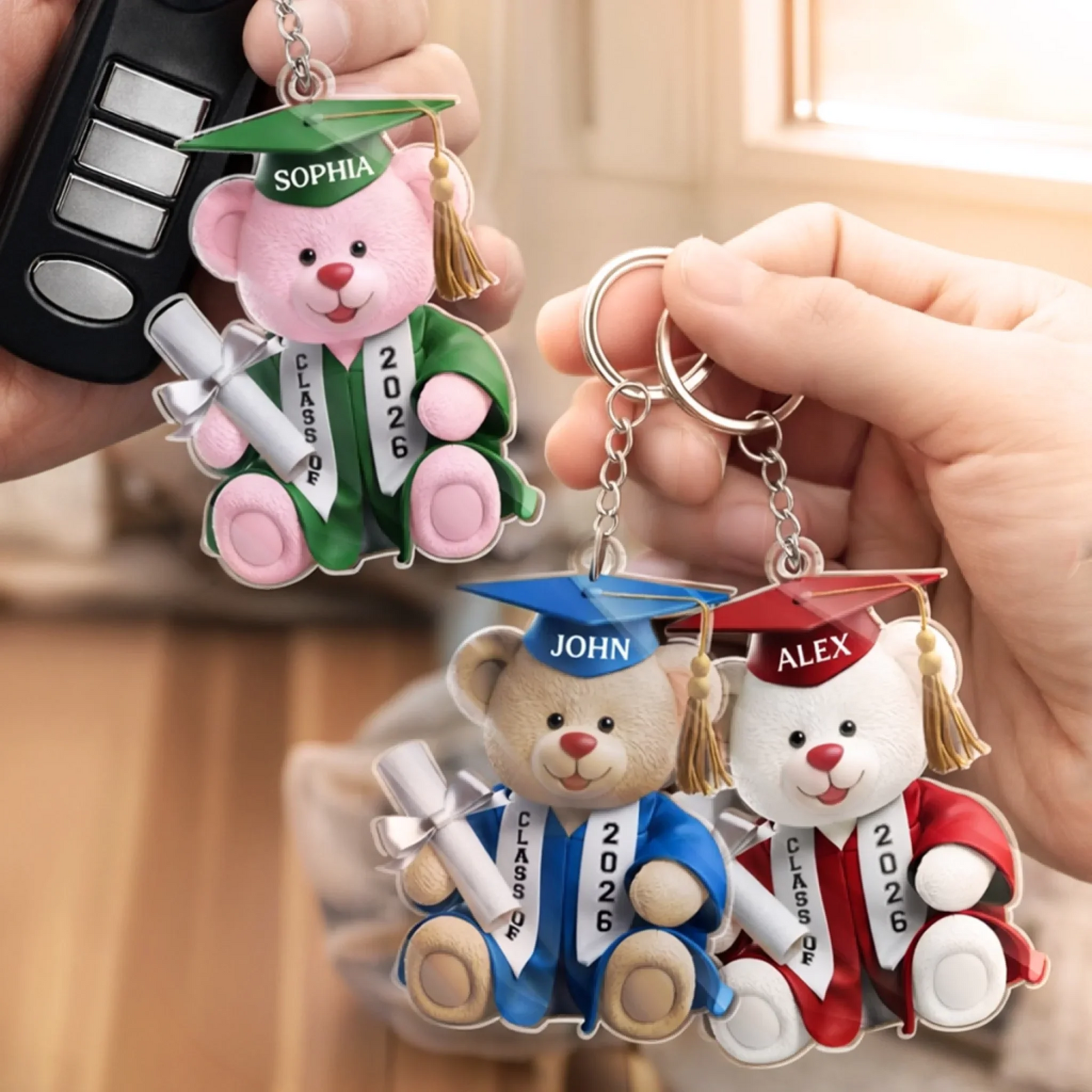 Pawsitively Proud Graduate - Personalized Acrylic Keychain - Gift For Her/Him, Daughter/Son, Grad Ceremony, Commencement
