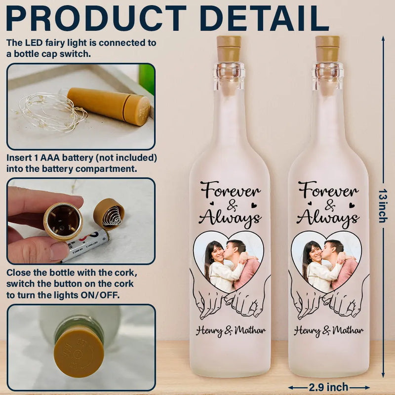 Custom Photo You & Me We Got This Couple - Personalized Bottle Light - Gift For Her/Him, Husband/Wife, Couples on Anniversary, Valentine's Day