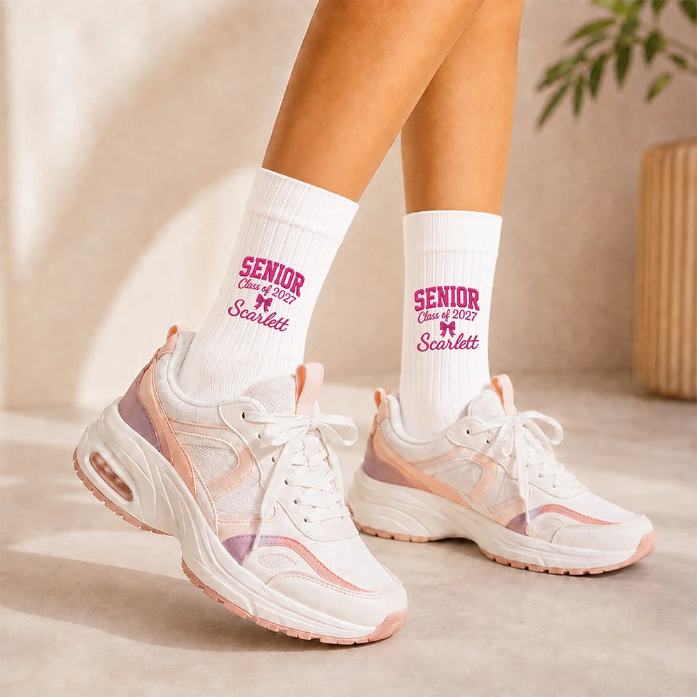 Senior Class Of Graduation - Personalized Embroidered Socks - Graduation Motivation Gift For Her/Him, Daughter/Son, Grad Ceremony, Commencement