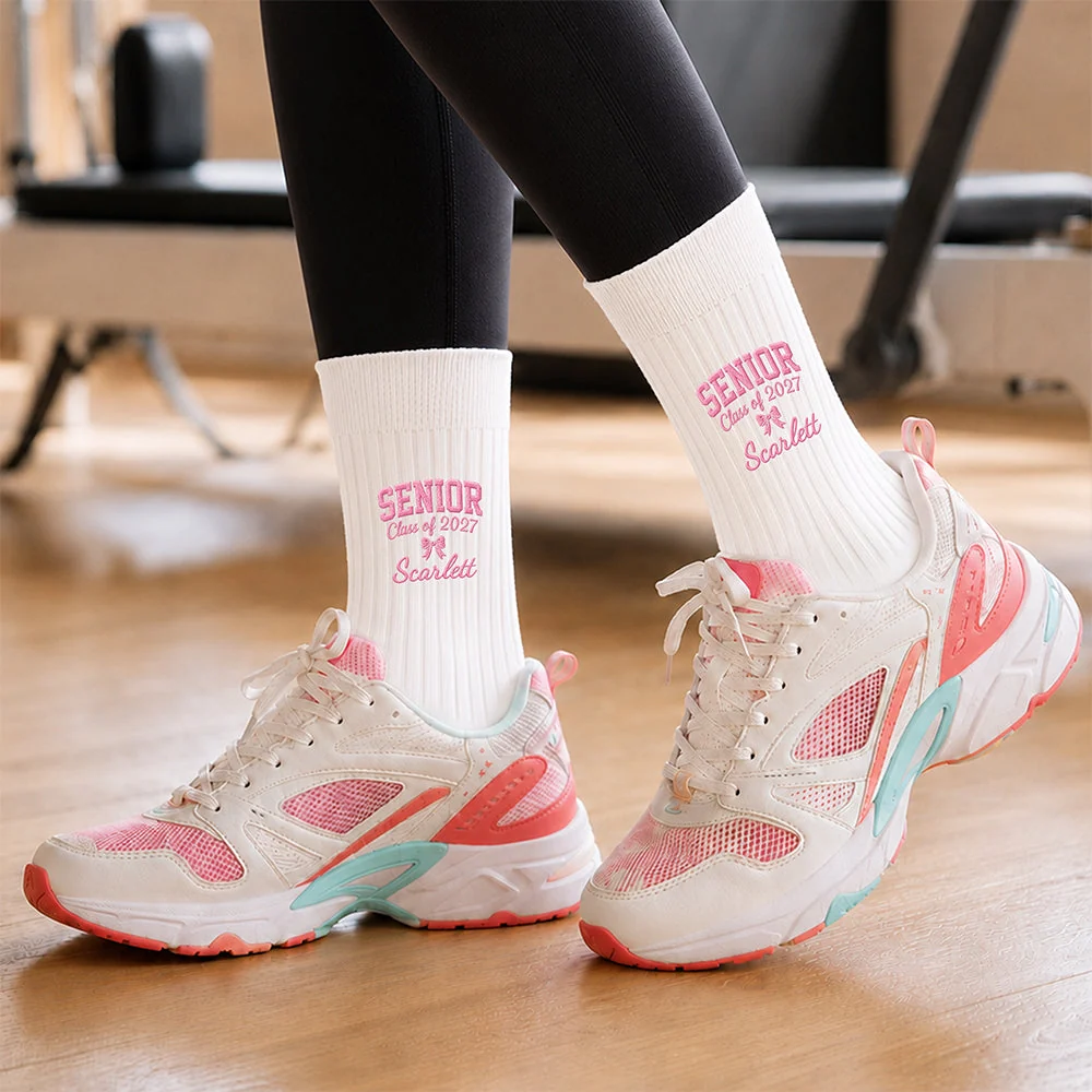 Senior Class Of Graduation - Personalized Embroidered Socks - Graduation Motivation Gift For Her/Him, Daughter/Son, Grad Ceremony, Commencement