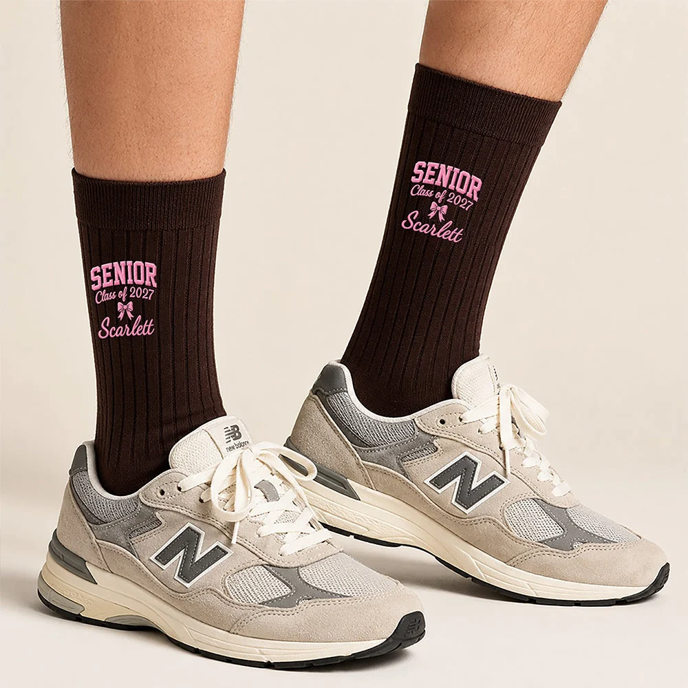 Senior Class Of Graduation - Personalized Embroidered Socks - Graduation Motivation Gift For Her/Him, Daughter/Son, Grad Ceremony, Commencement