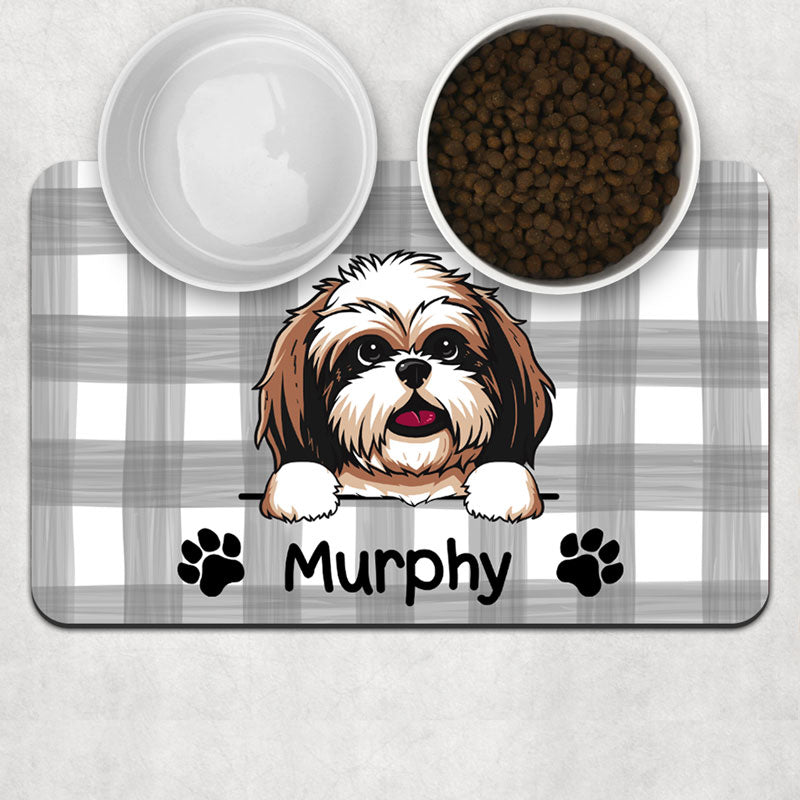 Custom Dog Plaid Pet Placemat - Personalized Pet Food Mat - Personalized Gift for Dog Lovers, Pet Lovers