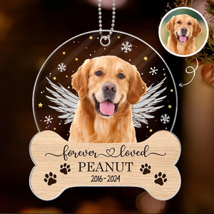 Custom Photo Pet Memorial Keepsake - Personalized Custom Shaped Acrylic Ornament - Forever Loved Sympathy Gift For Dog Lovers, Cat Lovers