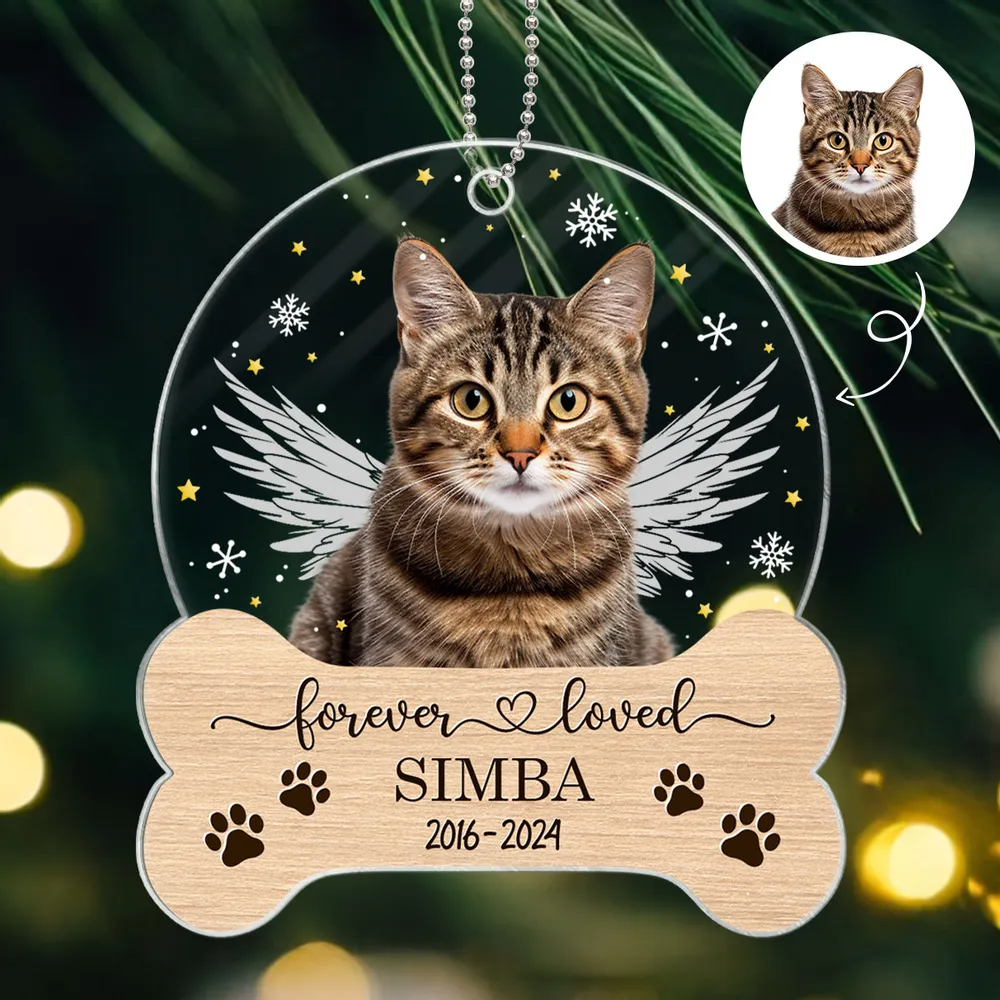 Custom Photo Pet Memorial Keepsake - Personalized Custom Shaped Acrylic Ornament - Forever Loved Sympathy Gift For Dog Lovers, Cat Lovers