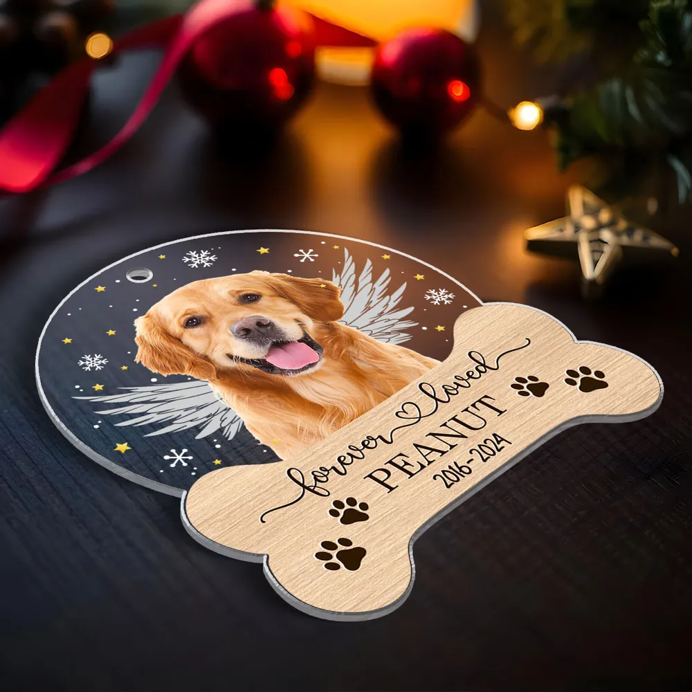 Custom Photo Pet Memorial Keepsake - Personalized Custom Shaped Acrylic Ornament - Forever Loved Sympathy Gift For Dog Lovers, Cat Lovers