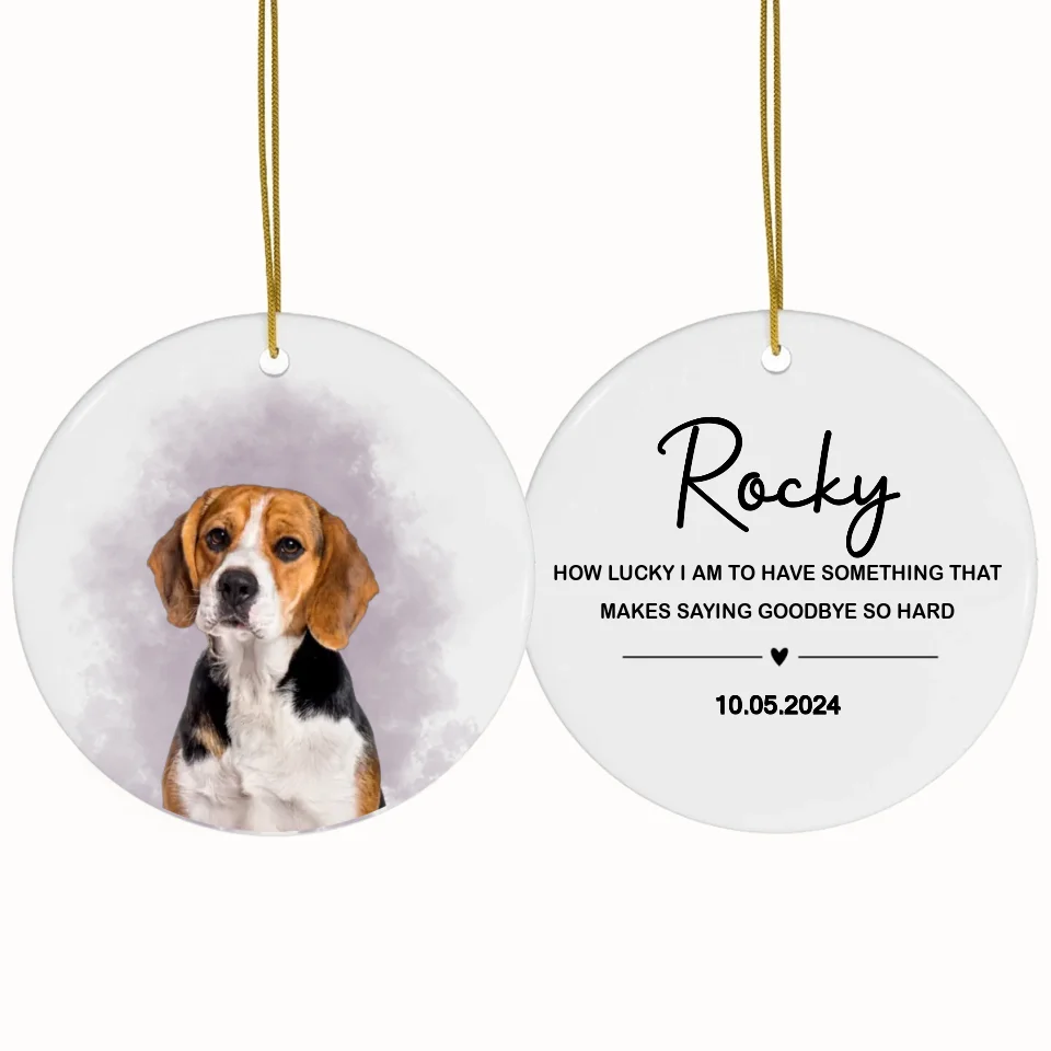 Custom Photo Pet Watercolor Ornament - Personalized Circle Ceramic Ornament - Christmas Gift for Dog Lovers, Cat Lovers, Pet Lovers 3