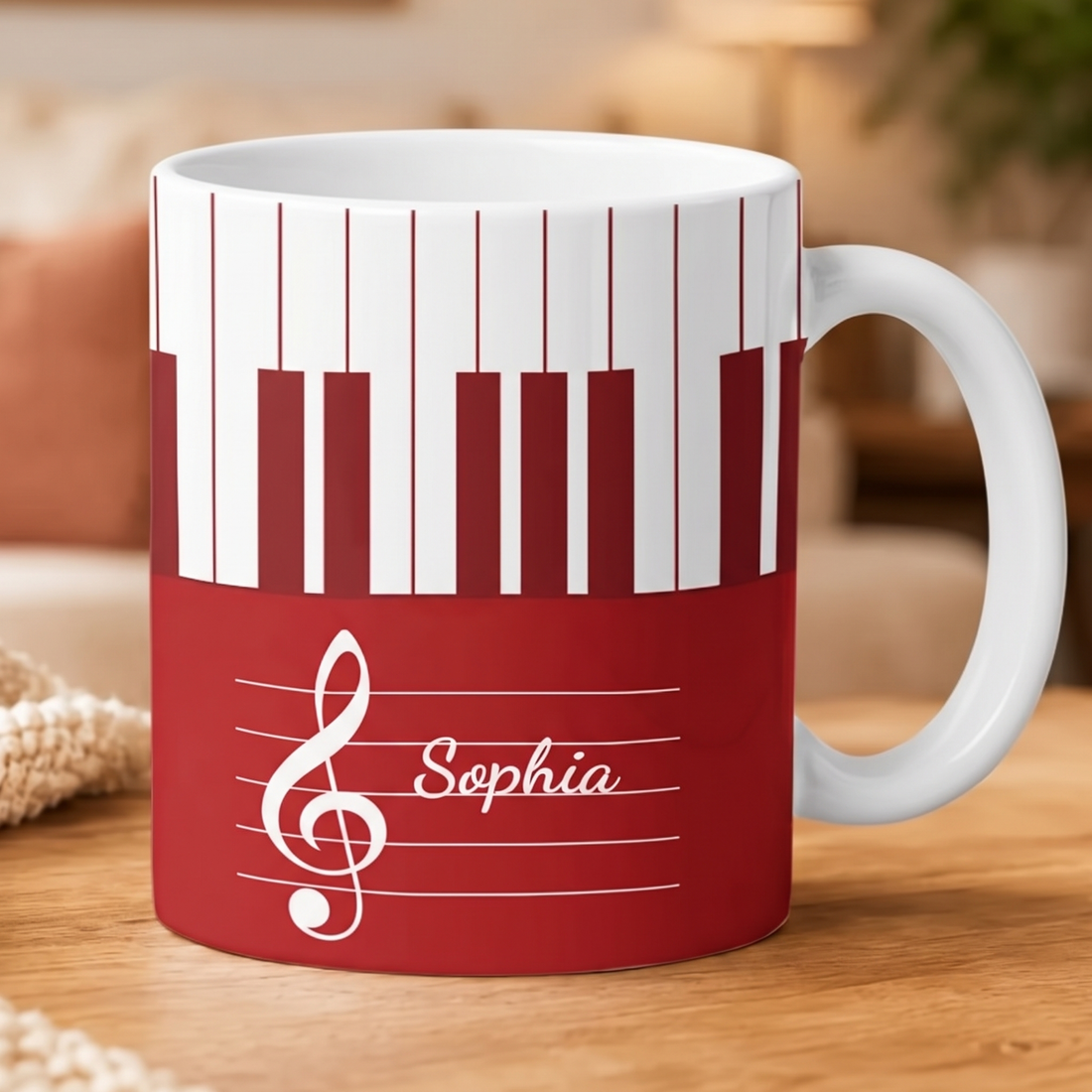 Custom Name Piano, Keyboard Music - Personalized Custom Mug - Gift For Musician, Pianist, Composers