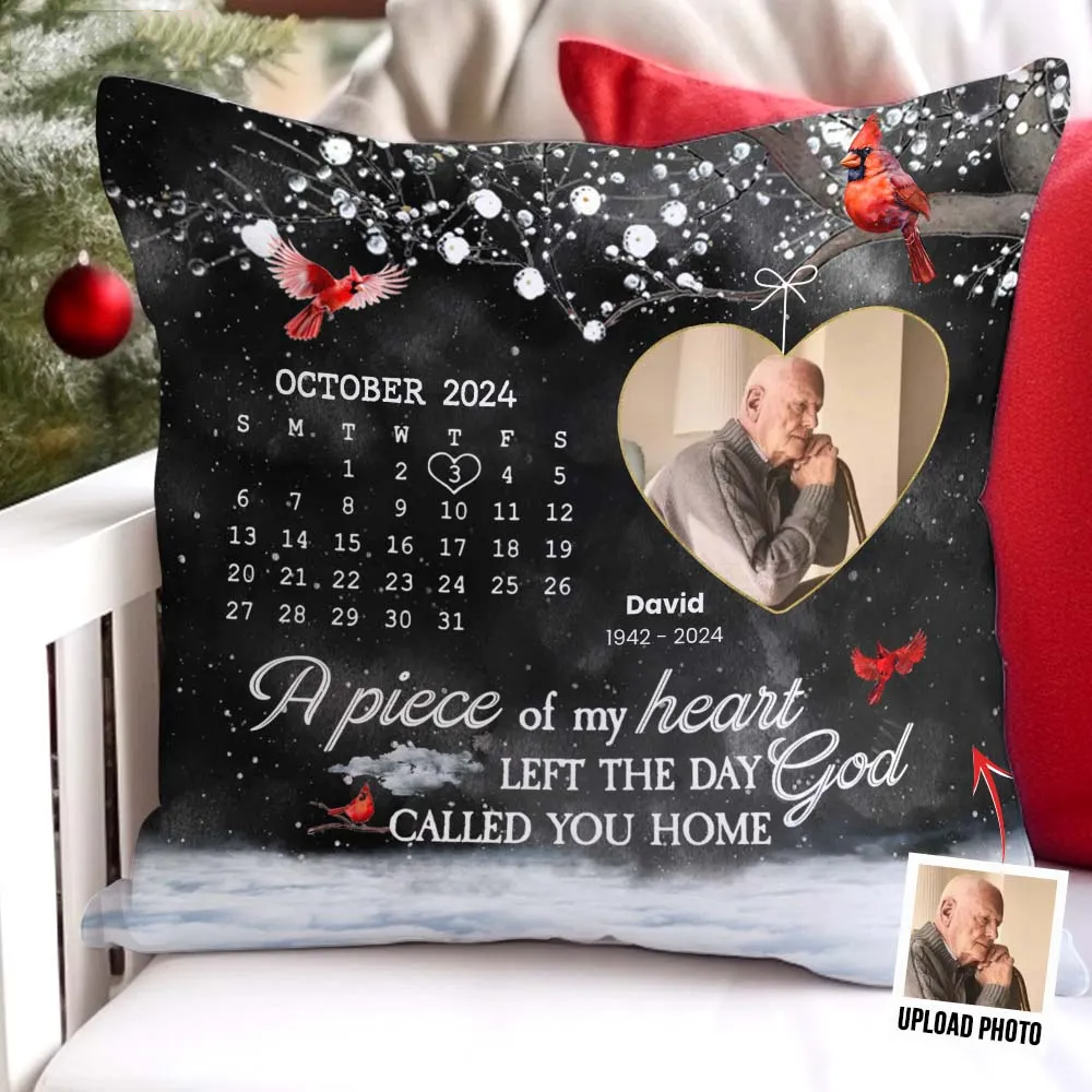 Personalized A Piece Of My Heart Left The Day God Called You Home pillow, alternate view 2