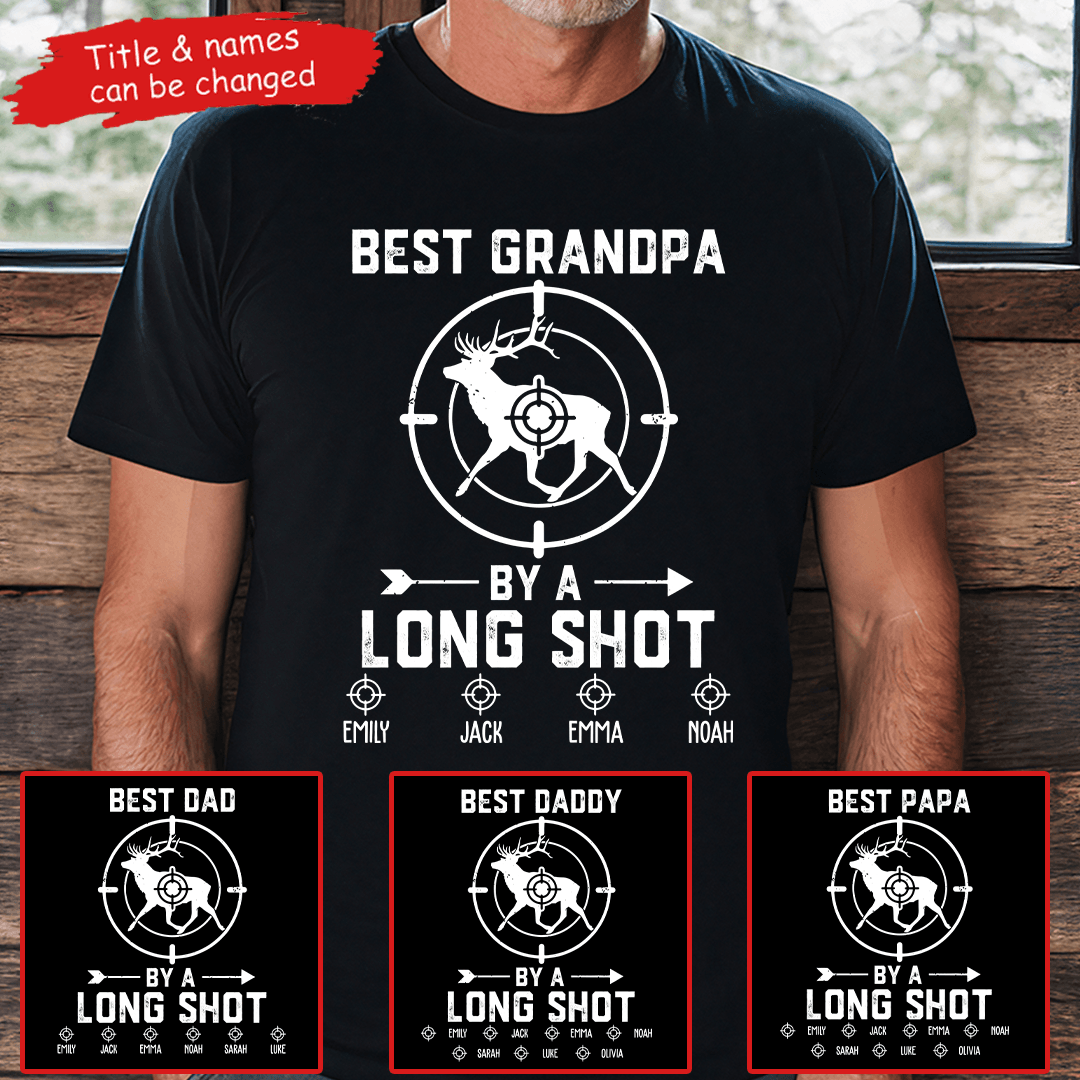 Best Grandpa By A Long Shot Hunting Gift - Personalized Custom T Shirt - Father's Day Gift for Dad, Papa, Grandpa, Daddy, Dada - Suzitee Store