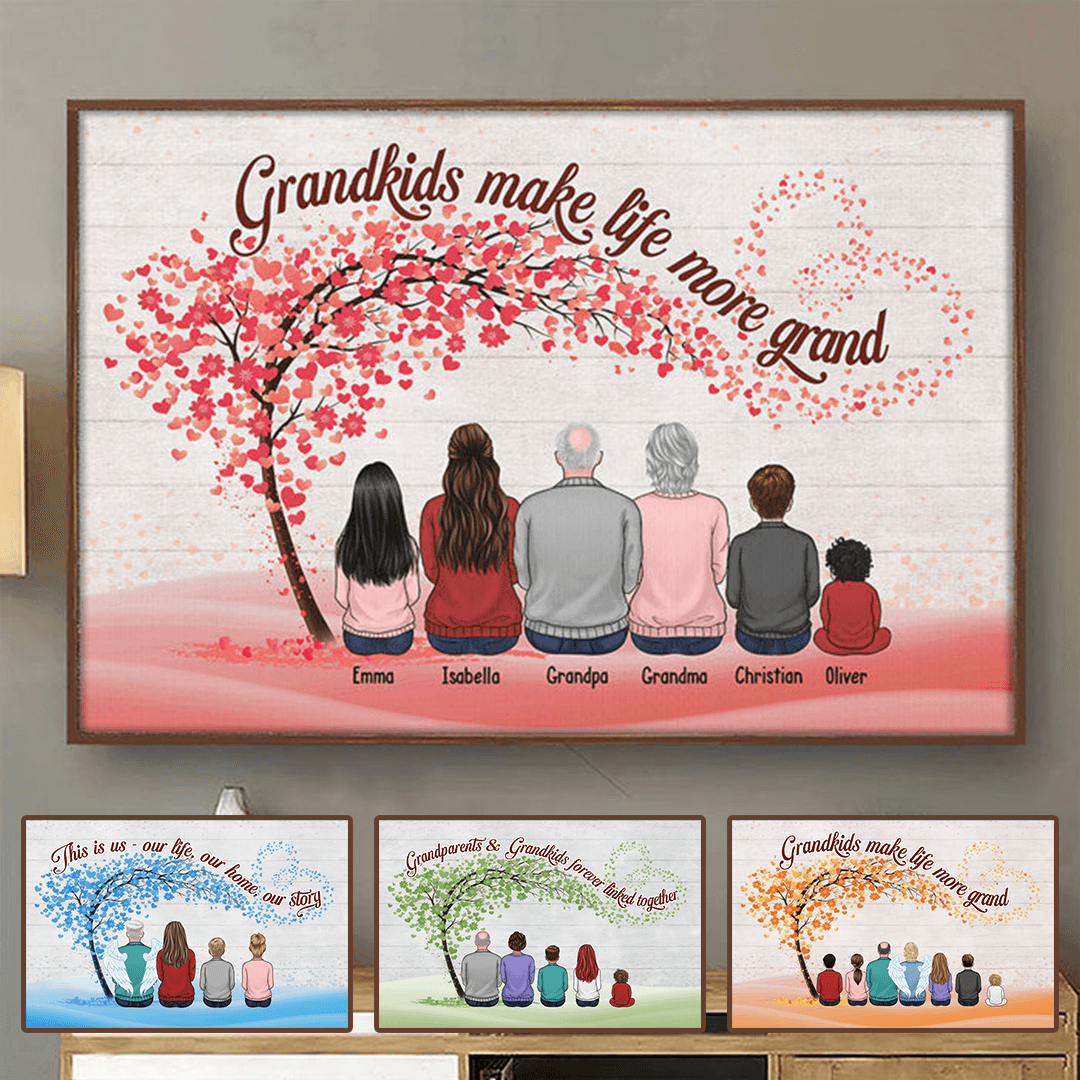 Grandparents & Grandkids Forever Linked Together - Personalized Family Gift For Grandma, Grandpa, Grandparent | Poster