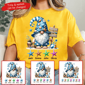 Starfish Gnome Summer Grandma - Personalized Custom T Shirt - Summer Gift for Grandma/Nana/Mimi, Mom, Wife, Grandparent - Suzitee Store