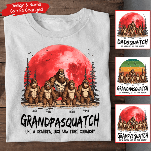 Grandpasquatch & Grandmasquatch - Personalized Custom T Shirt - Gift for Grandma/Grandpa, Mom/Dad/, Grandparent, Mother's Day, Father's Day