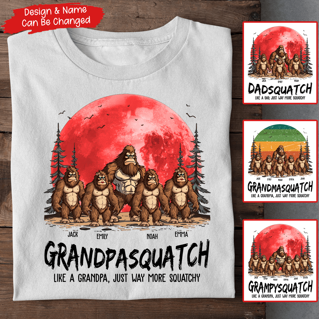 Grandpasquatch & Grandmasquatch - Personalized Custom T Shirt - Gift for Grandma/Grandpa, Mom/Dad/, Grandparent, Mother's Day, Father's Day - Suzitee Store