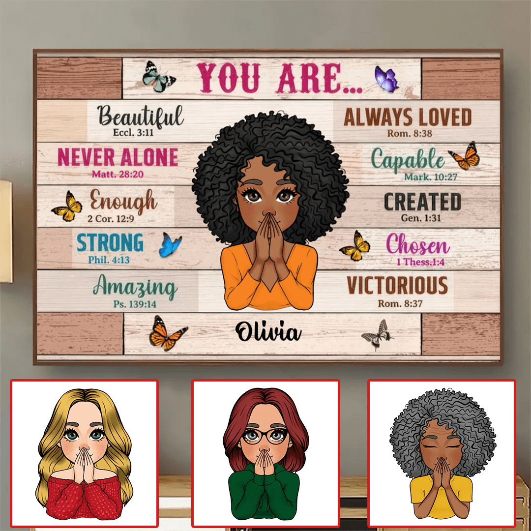 You Are Beautiful Woman - Personalized Horizontal Poster - Gift for Black Woman, Black Girl, African American, Black History Month, Juneteenth