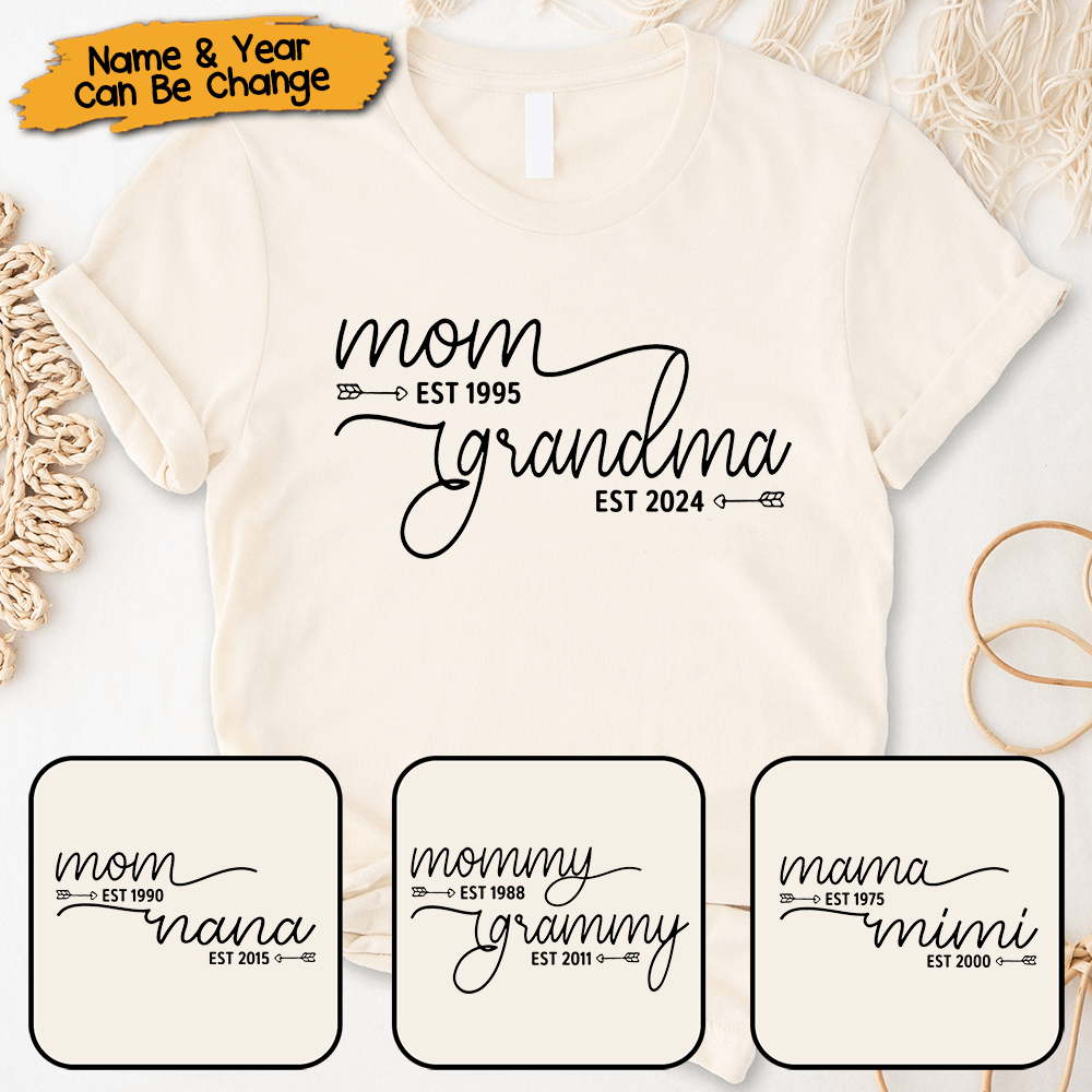 Mom Est Grandma Est - Personalized Custom T Shirt - Gift for Grandma/N ...