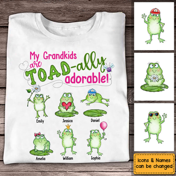 My Grandkids Toad-ally Adorable - Personalized Custom T Shirt - Gift for Grandma/Nana/Mimi, Mom, Wife, Grandparent