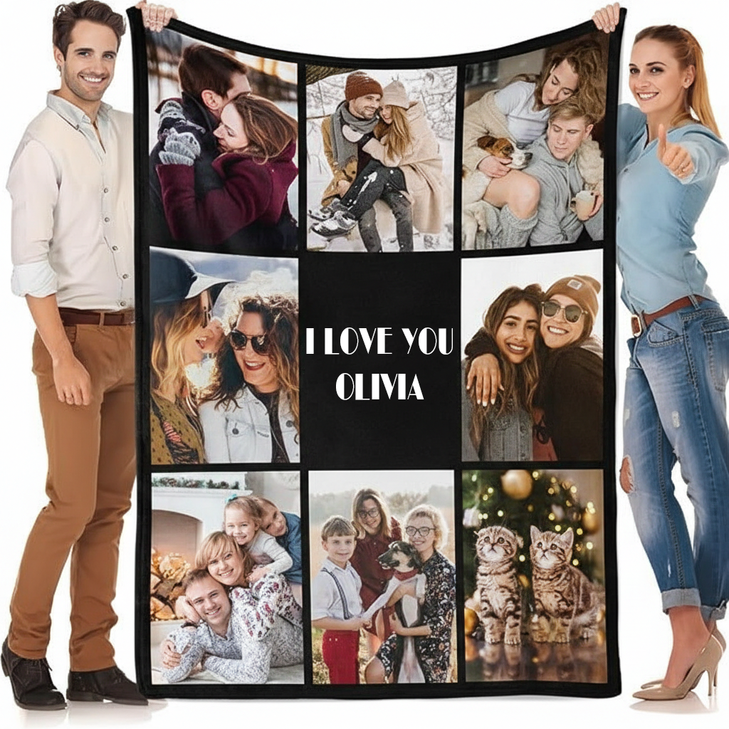 Custom Photo Couple Blanket - Personalized Custom Blanket - Gift For Her/Him, Husband/Wife, Couples on Anniversary, Valentine's Day