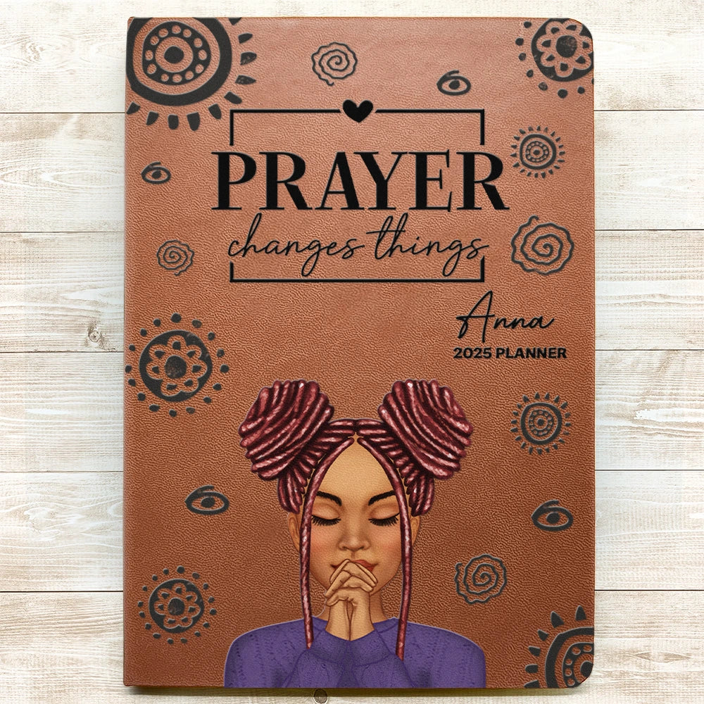 Personalized Prayer Changes Things leather cover notebook, alternate view 3
