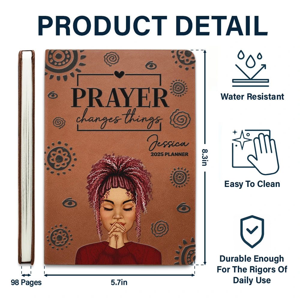 Personalized Prayer Changes Things leather cover notebook, alternate view 5