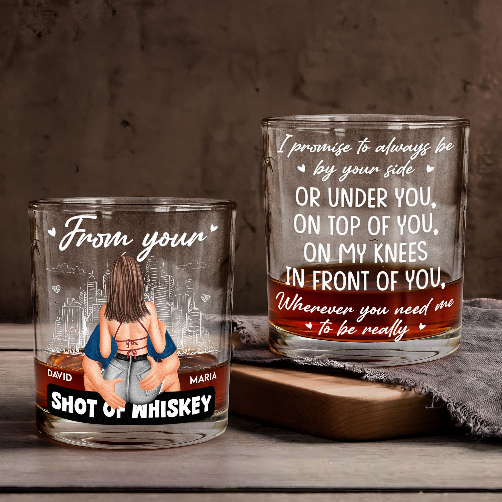 Promise To Always Be By Your Side Couple - Personalized Whiskey Glass -  Suzitee Store, image size:1946x1946