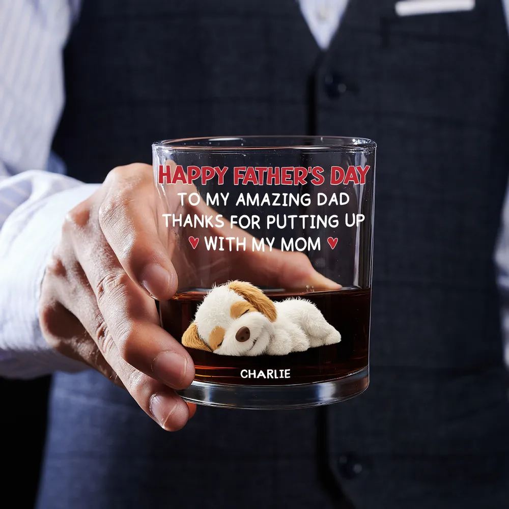 Putting Up With - Personalized Custom Whiskey Glass - Father's Day Gift For Dog Dad, Dog Lovers