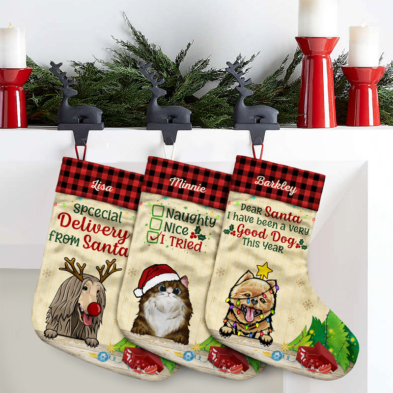 On The Naughty List And I Regret Nothing Cat Dog - Personalized Custom Christmas Stocking - Gift For Dog Lovers &amp; Cat Lovers