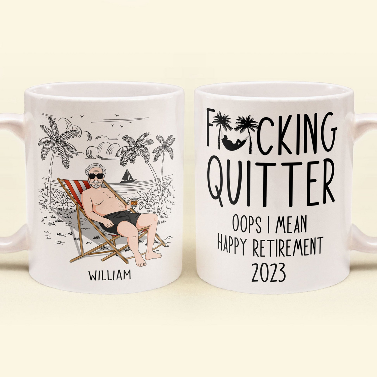 Quitter Oops Mean Happy Retirement - Personalized Custom Mug - Funny Retirement Gift For Colleagues, Mom, Dad, Grandparent