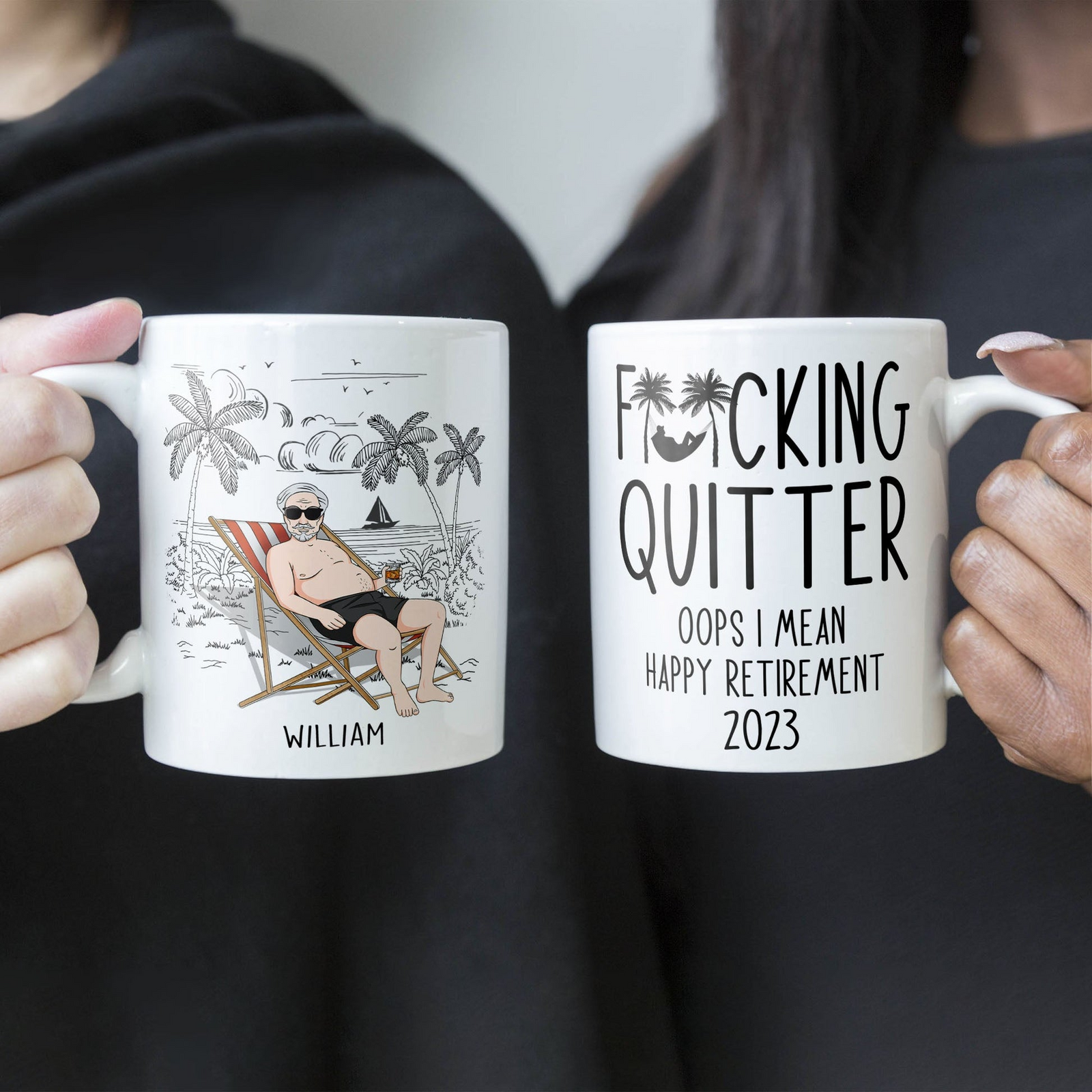 Quitter Oops Mean Happy Retirement - Personalized Custom Mug - Funny Retirement Gift For Colleagues, Mom, Dad, Grandparent