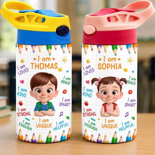 Ready Set Learn Kids Back To School - Personalized Kids Insulated Water Bottle - Gift For Back To School, First Day of School - Student, Son, Daughter | Kindergarten, Pre-K, Preschool
