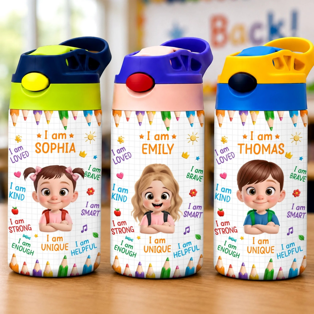 Ready Set Learn Kids Back To School - Personalized Kids Insulated Water Bottle - Gift For Back To School, First Day of School - Student, Son, Daughter | Kindergarten, Pre-K, Preschool