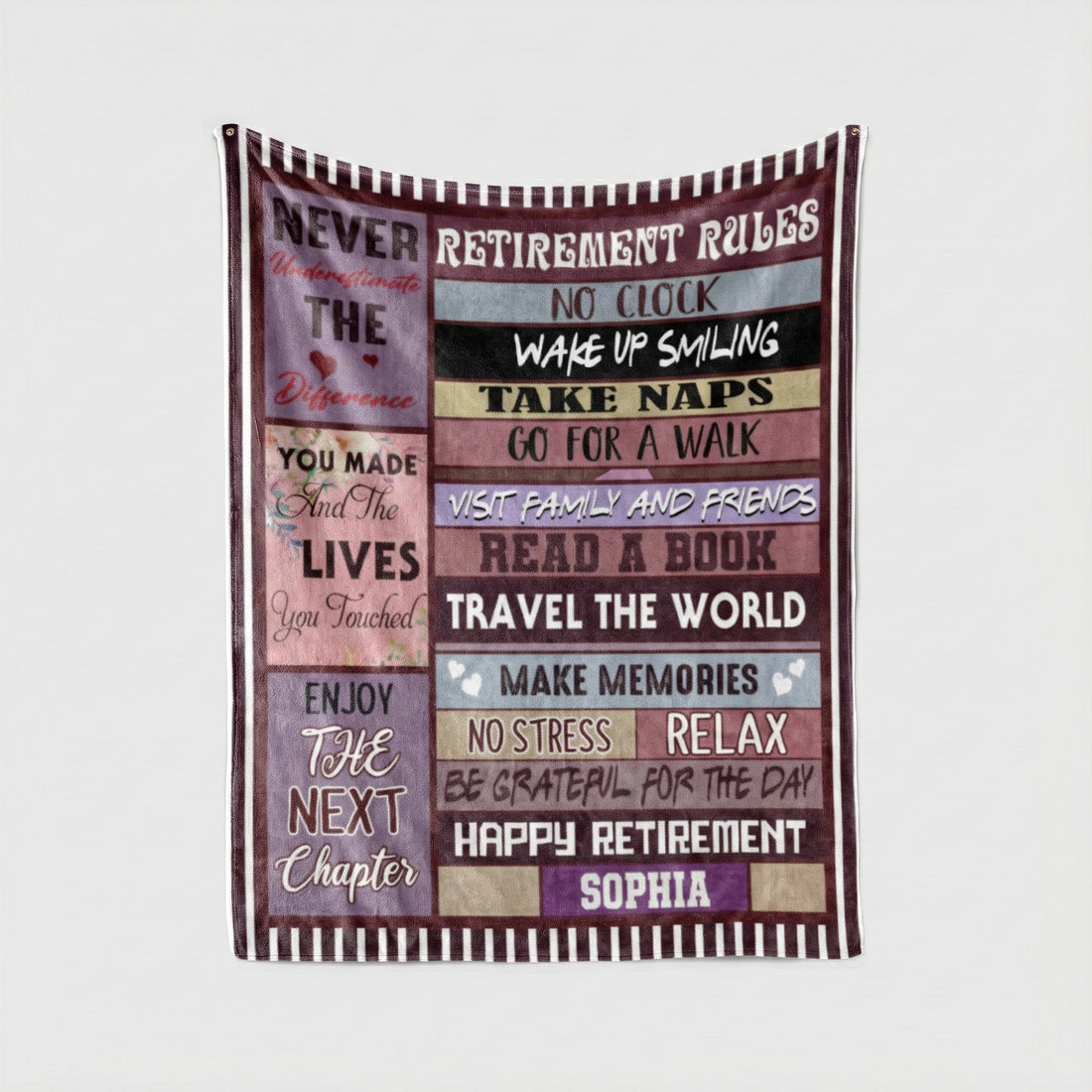 Custom Retirement Gift For Women/Men fleece blanket, sherpa reverse side folded back